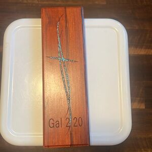 Turquoise cross Galatians 2:20 12 inches by 5 inches